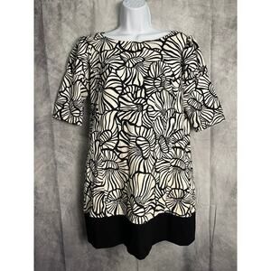 Laundry by Design Black & White Floral Shift Dress – Size M (8–10)